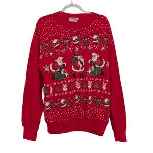 Nutcracker Santa Sweatshirt Womens Size Medium Red Vintage 90s Christmas